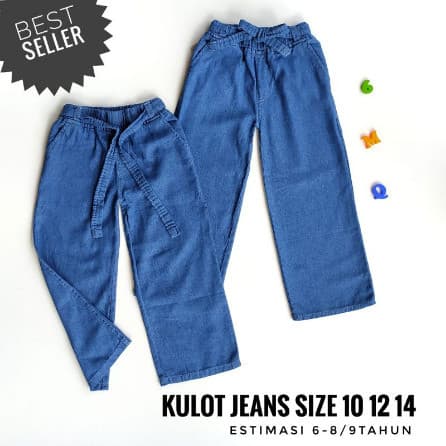 Celana Kulot Anak Perempuan Bahan Jeans Denim 6 - 9 Tahun