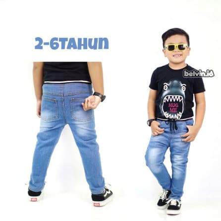 Celana Panjang Levis Jeans Anak Laki Cowok Bahan Tebal Melar Rib Bioblitz (2 - 6 Tahun)
