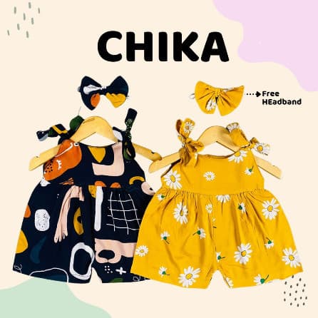 Chika Jumpsuit - Jumpsuit Tali Bayi Perempuan FREE Headband 6 - 18 Bulan