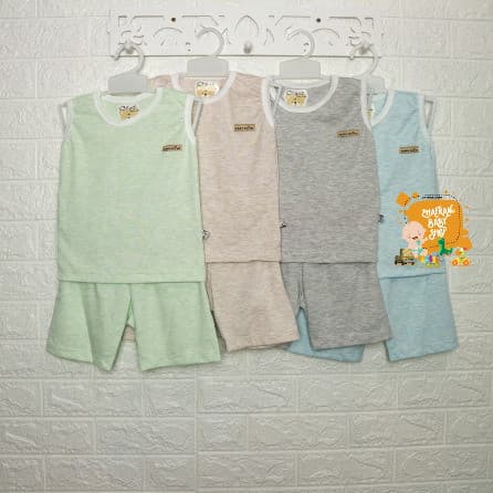 CHIYO Setelan Oblong Singlet / Tank Top & Celana Pendek - S M L (4 - 36 Bulan)
