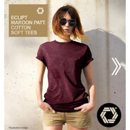 Eclipt T-Shirt Wanita Polos - Kaos Cewek Lengan Pendek Threetone -Maroon Pattern