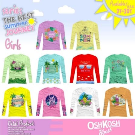 Kaos Anak Perempuan Lengan Panjang 2-8 Tahun Series The Best Summer Journey