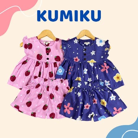 Kumiku One Set - Setelan Rayon Pendek Anak Perempuan 2 - 5 Tahun Versi 1