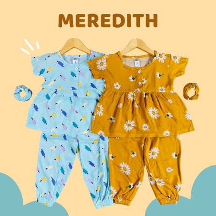 Meredith One Set - Setelan Anak Rayon FREE Ikat Rambut 1 - 3 Tahun Versi 1