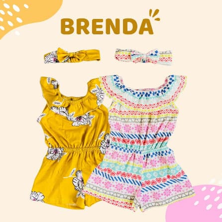 NEWBORN Brenda - Jumpsuit Bayi Newborn FREE Headband 0 - 9 Bulan Versi A