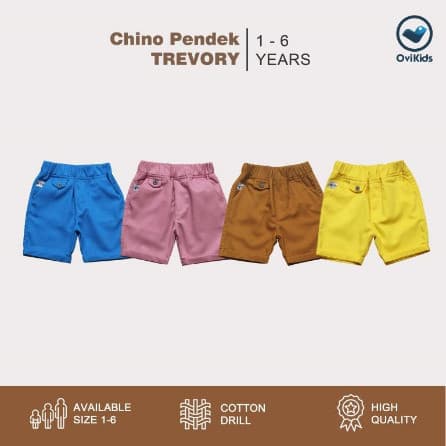 OVIKIDS - Celana Anak Pendek Unisex / Bawahan Chino Kancing Trevory (1 - 6 Tahun)