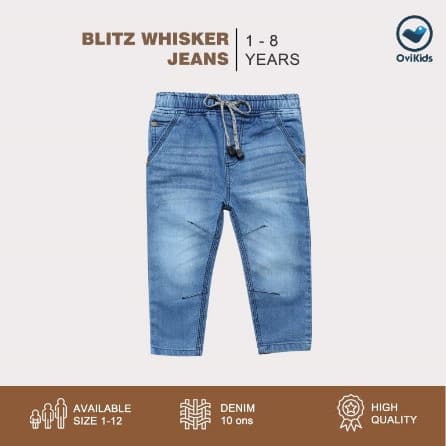 OVIKIDS COMFY JEANS - Celana Anak Laki-Laki / Jeans Anak Blitz Whisker Marty (1 - 8 Tahun)