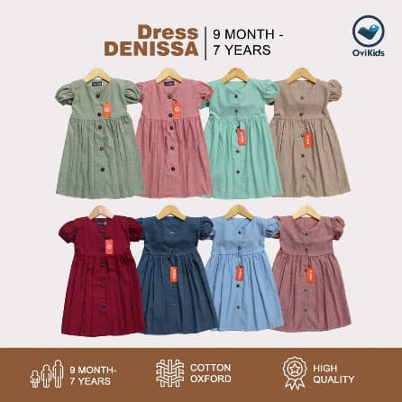 OVIKIDS - Dress Anak Oxford / Atasan Perempuan Denisa (9 Bulan - 6/7 Tahun)