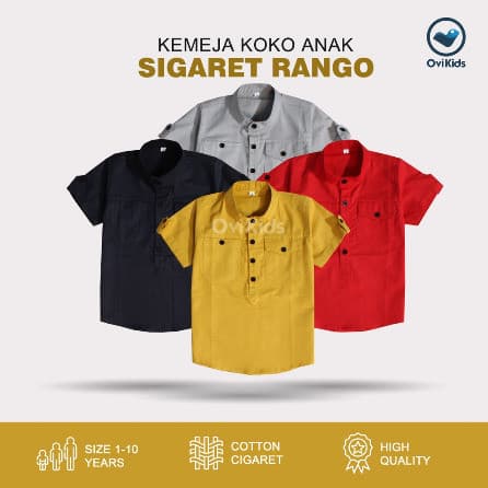 OVIKIDS - Kemeja Koko Anak Sigaret Ranggo Premium Terlaris (2 - 10 Tahun)