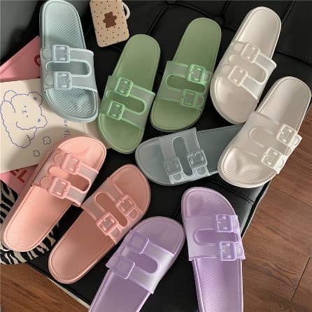 Sandal Jelly Balance Willona / Sandal Import Karet Transparan Motif Mika Gesper