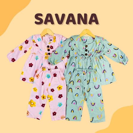 Savana One Set - Setelan Rayon Panjang Anak Perempuan 1 - 4 Tahun Versi 1