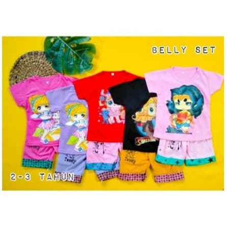 Belly Set - Setelan Kaos & Celana Pendek Anak Perempuan 2 - 10 Tahun