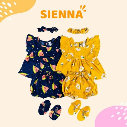 Sienna Set - Setelan Baju Bayi Perempuan FREE Sepatu & Headband Set 3 - 18 Bulan