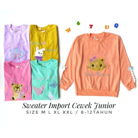 Sweater Jaket Import Anak Perempuan Usia 8 - 12 Tahun Series Junior