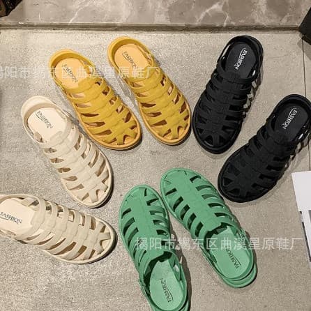 TG0858 Sandal Import Slip On Model Tulang Ikan Bahan Karet Lembut & Ringan