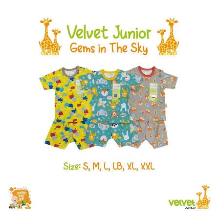 Velvet Junior Setelan Oblong Pendek Celana Pendek Size S M L LB XL XXL